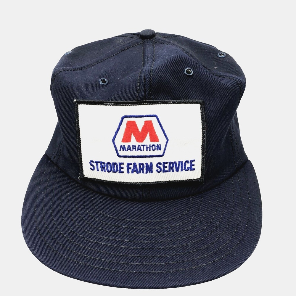 Vintage Louisville MFG Trucker Hat Cap SnapBack USA 80s Marathon Oil Gas Station